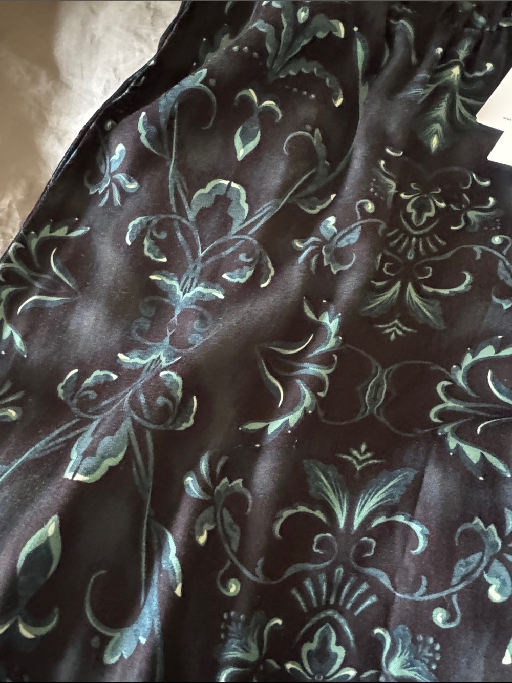 Hanro Black Pants with Teal Damask Print - Picture 3 of 3